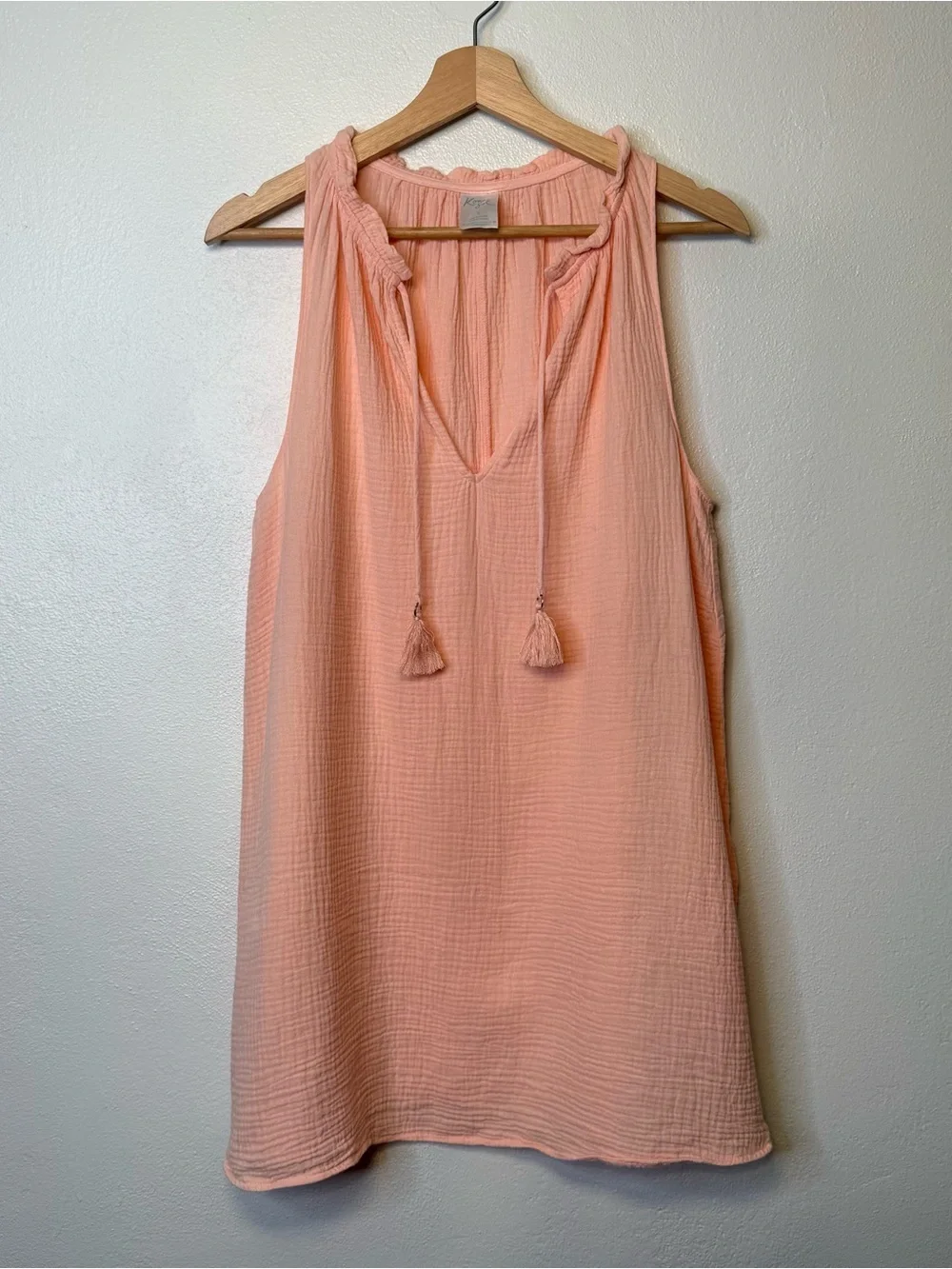 Kona Sol Womens Peach Lightweight 100% Cotton Sundress Swim Cover Up Size Small